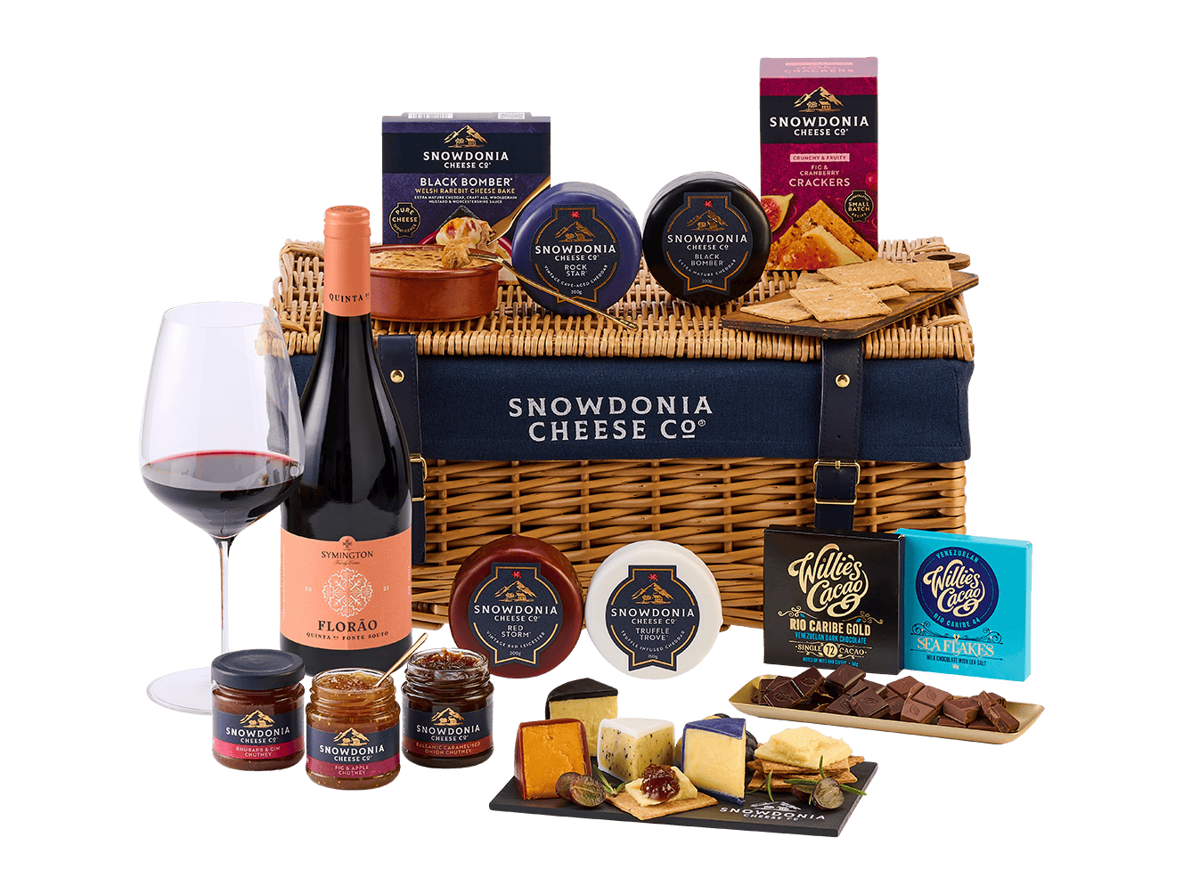 Cheese Selection & Wine Wicker Hamper – Luxury Gift for Cheese Lovers