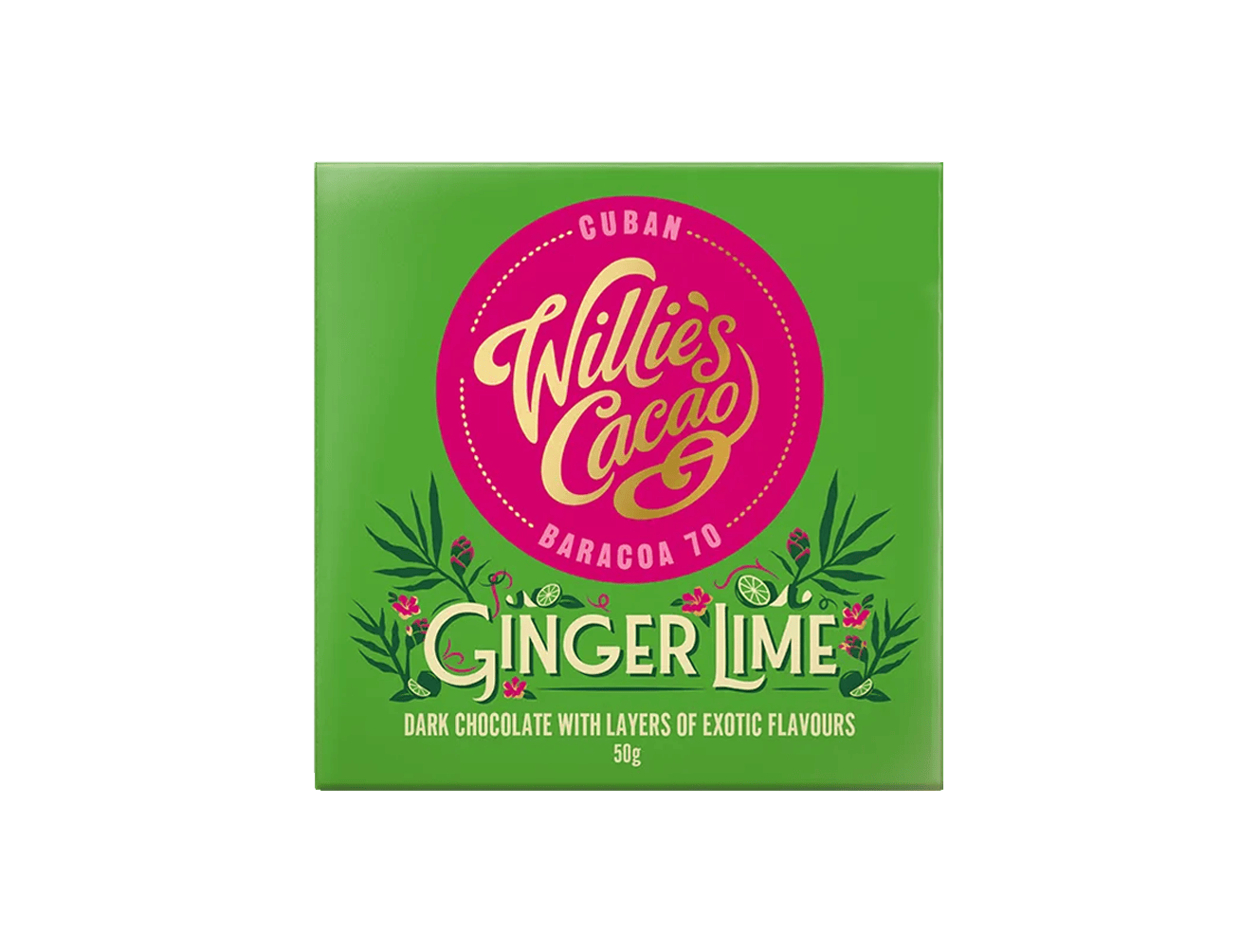 Willies Cacao Ginger Lime 70% Dark Chocolate Bar